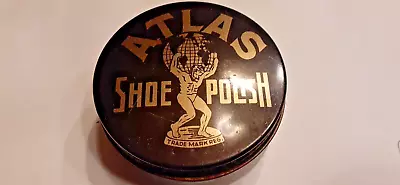 Vintage Atlas Shoe Polish Milk Glass Jar With Graphic Tin Advertising Lid • $17.49