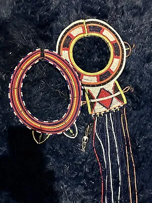 Vintage Maasai Masai African Tribal Glass Bead Collar Necklace Set Of 2 • $19.99