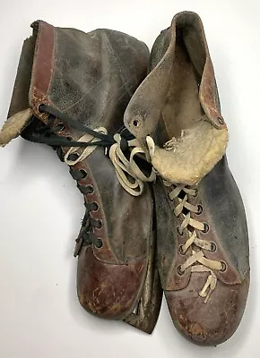 Vintage  Stitched Black Ice Skates Leather Antique Tube Skates W/steel Blades • $18.95