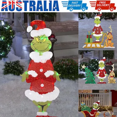 GRINCH Stealing The CHRISTMAS Outdoor Glowing Decor LED Light Monster Decoration • $16.89