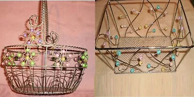 2 Vintage Metal Beaded Basket • $19.95