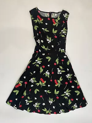 Cherry Retro Pin Up Style Party‎ Dress Sz 3XL Black Floral Cherry Print • $14