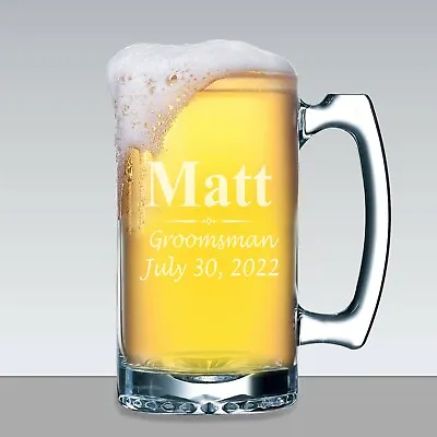 Custom Engraved Large Groomsmen Beer Mug - 16 Oz • $14.99