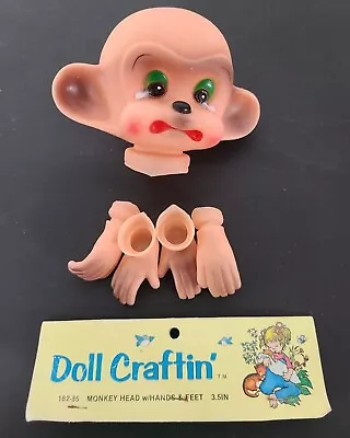 NOS NIP Vtg Rubber Doll Making Parts Crying Monkey Head Hands Feet Sewing Toy • $12.99