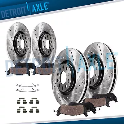 Front Rear Drilled Rotors Brake Pads For Audi A3 Quattro VW Passat GTI Jetta EOS • $184.31