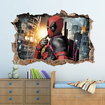 £17.99 • Buy Marvel Deadpool Hole In Wall Sticker Decal Decor Art Kids Bedroom Decoration