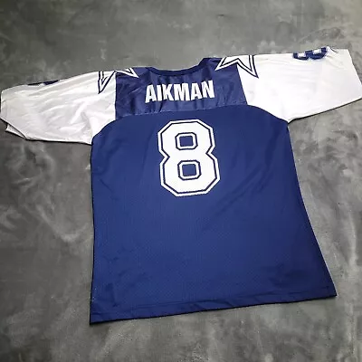 $25.50 • Buy Vtg Champion Dallas Cowboys Troy Aikman Jersey Size 44 L #8 90s HOF White NFL
