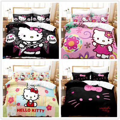£30.60 • Buy Girls Hello Kitty Duvet Quilt Cover 3D Bedding Set Pillowcase Single Double M1