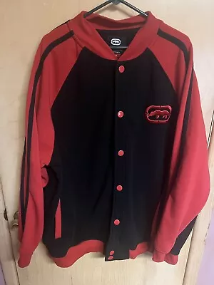 ECKO Jacket Mens 3XB  Black Red Varsity Snap Button Rhino Urban Streetwear • $22