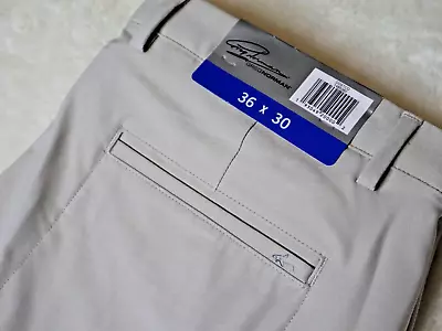 GREG NORMAN Golf Stretch Pants Men's 36x30 Tan Flat Front Activewear Business • $28.95
