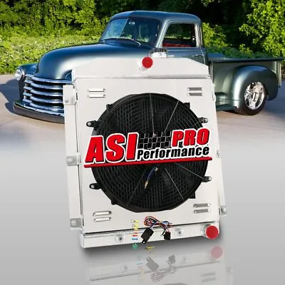 4Row Radiator+Shroud Fan For 1947~1954 52 Chevy 3100/3600/3800/3900 Pickup Truck • $298.19