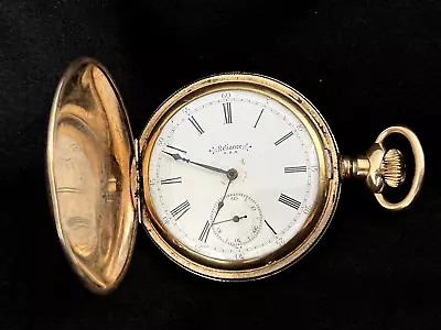 Antique Reliance USA Gold Filled Pocket Watch Full Hunter Case 52mm • $199