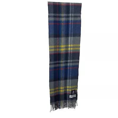 J Crew Abraham Moon Scarf Merino Wool Plaid Blue Red Yellow • $18.99