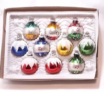 10 Vtg 2  Hand Painted Blown Glass Christmas Tree Ornaments Multi-Color  • $19