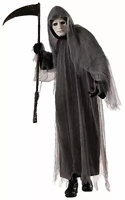 Grey Ghoul Grim Reaper Gothic Scary Robe Fancy Dress Up Halloween Adult Costume • $48.95