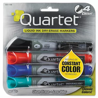 Quartet EnduraGlide Dry Erase Marker Chisel Tip Assorted Colors 4/Set 5001M • $13.48