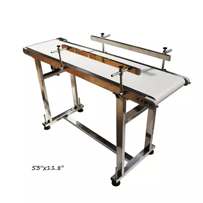 110V 53''x11.8  White PU Belt Conveyor With Double Guardrail Stainless Steel • $684.32