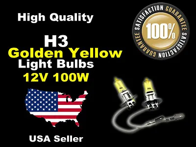 USA Seller Xenon Headlight Light Bulb -12v 100w Golden Yellow H3 Fog Light-B • $7.99