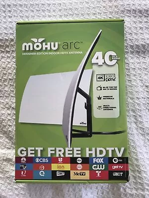 Mohu  Arc Indoor Curved HDTV Antenna  White & Black 40 Mile Range • $18
