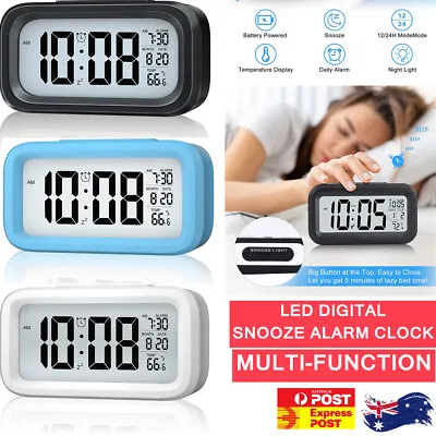 $11.99 • Buy Digital Bedside LED Snooze Alarm Clock Time Temperature Day/Night Desktop Clocks