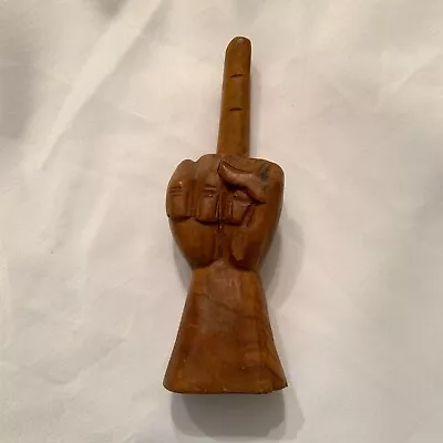 Vtg Looking 8  Wood Carved Hand Middle Finger Art-Flip Off The Bird • $44.99