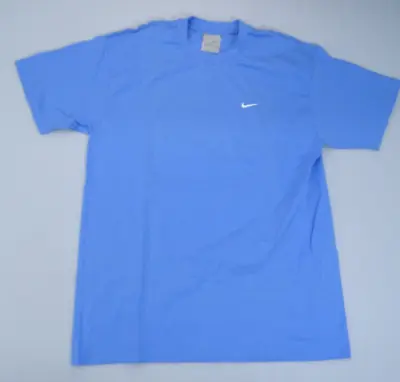 Vintage Nike Shirt Mens M Blue Swoosh Embroidered Chest Check Logo Tee 90s • $19.95