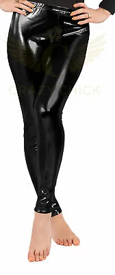 Women Luxury Shiny Metallic Black Leggings Wet Look Disco Casual New Fancy Dress • £7.15