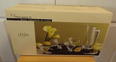 Lenox Vibe 7 Pc. Martini Set NIB Metal Stem Wear Pitcher 4 Glasses Stirrer Tray • $49.99