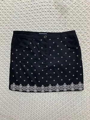 Karen Scott Skort Women 16 Black Short Skirt Garden Floral Stitching Black White • $12.79