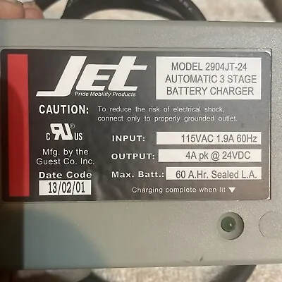 24 Volt 3Amp On-Board Battery Charger For Pride Power Wheelchair 2904JT-24 #J102 • $50