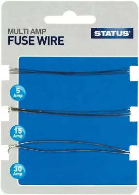 Status Consumer Multi Pack Fuse Wire Card 5A 15A 30A Electric Protection • £1.95