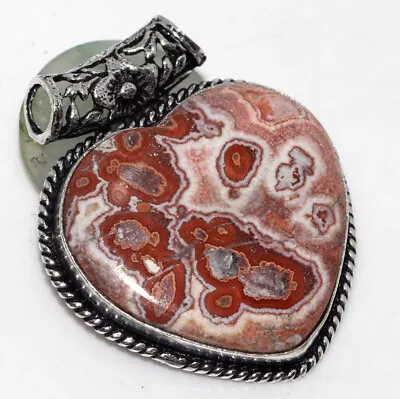 Mexican Laguna Lace 925 Silver Plated Heart Pendant 1.6  Jewelry Gift GW • $3.99