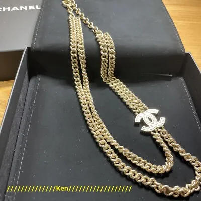 $986.99 • Buy CHANEL Necklace Pendant Choker Chain AUTH Vintage Rare Gold １ CC COCO F/S CH99