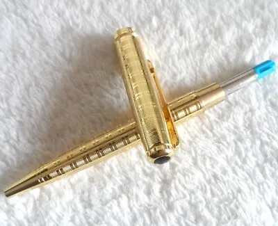 Excellent Gold Circle Parker  Sonnet Ballpoint Pen F Nib Blue Ink Refill No Box • $10.39