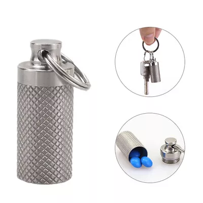 Aluminum Waterproof Keychain Pill Box Case Portable Mini Holder Outdoor Travel • $5.49