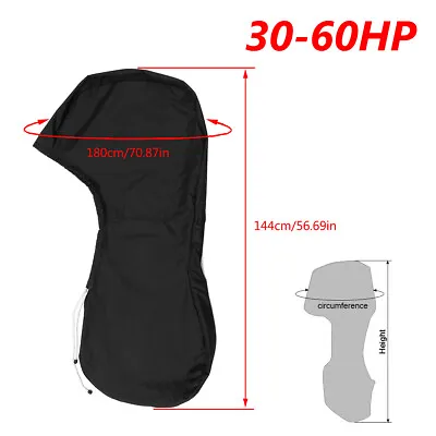  Full Outboard Boat Motor Engine Cover Dust Rain Protection Black - 30hp - 60hp • $28.99