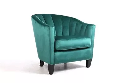 Jade Green Tub Chair / Shellback / Cocktail / Velveteen / Club / Armchair • £299