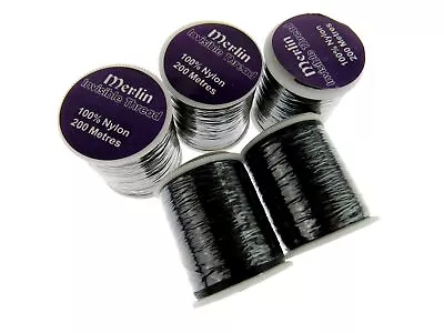 Invisible Thread Reels Of Dark Smoke Merlin 100% Nylon Thread 5 X Reels • £5.99