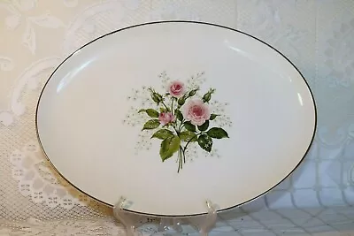 Embassy China USA EMB68 Pink Roses Coupe Vitrified 15 5/8  Oval Serving Platter • $35.99