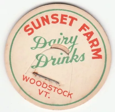 Milk Bottle Cap. Sunset Farm. Woodstock Vt. Dairy • $2.99