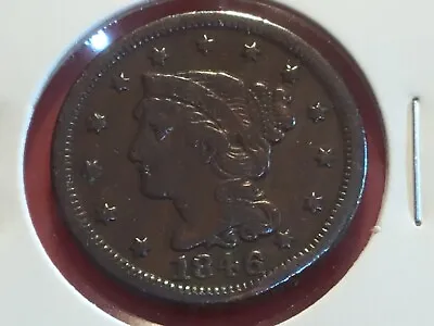 $58 • Buy 1846  US. Large One Cent Coin.  Braided Hair.   Nice  177 Year  Old Coin.