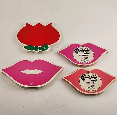 1970s Notepad Lips Write-On Memo Pad Love  Flower Power 4 Pk Vintage Apple Japan • $22