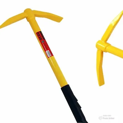 Heavy Duty Mini Mattock Pick Axe Yellow Garden Gardening 430mm Black Handle • £7.95