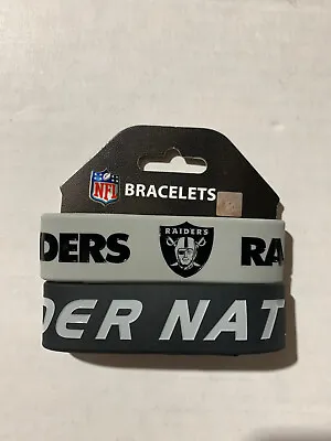 Las Vegas Raiders NFL Rubber Wristband Bracelet Set Of 2 • $11.95