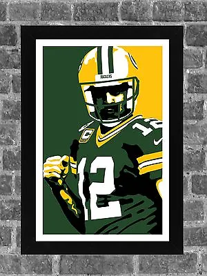 Green Bay Packers Aaron C. Rodgers Portrait Sports Print Art 11x17 • $16.48