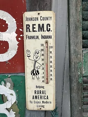 Vintage Johnson County Franklin Indiana Thermometer REMC Advertising Sign • $199