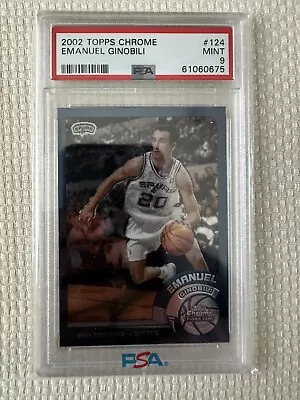 Emanuel “Manu” Ginobili 2002-03 Topps Chrome Rookie Card #124 PSA 9 Mint RC  • $52.50