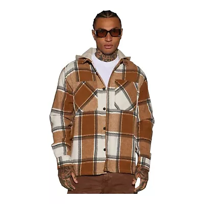 Stacking Hooded Flannel Shacket Jacket Sand Men's Size Medium • $32.94