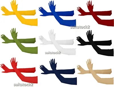 Adult Over Elbow 23  Stretchy Long Spandex Opera Gloves Party Fancy Dressing  • $8.09