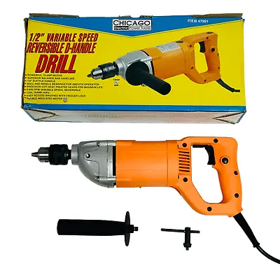 Chicago Electric 1/2  Variable Speed Reversible D-Handle Power Tool Drill 47991 • $49.99
